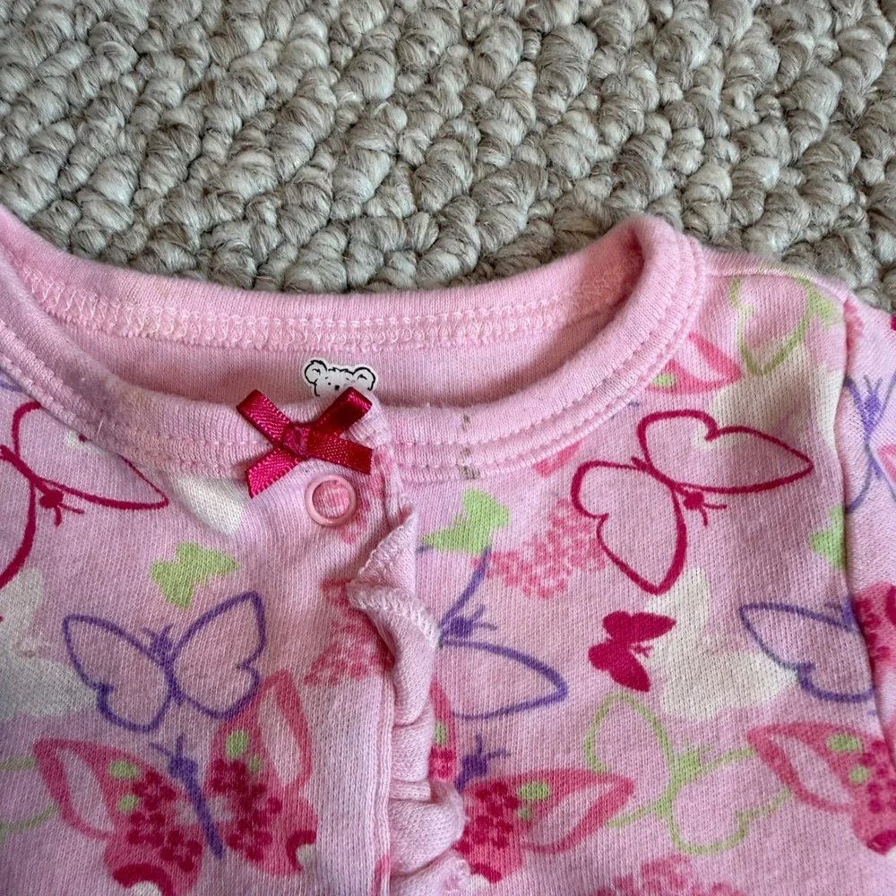 Koala Baby Pink‎ Butterfly Snap Front Sleeper Gown and Hat Set Size 3 Months